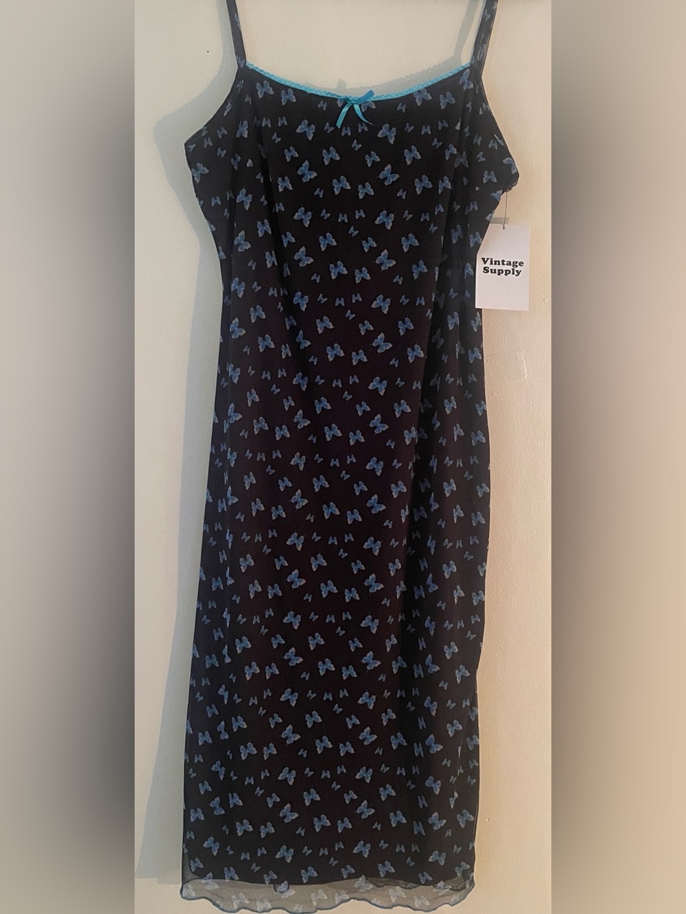 NWT Vintage Supply Sleeveless Mesh Dress with Slit, Butterfly Print US Sz 12